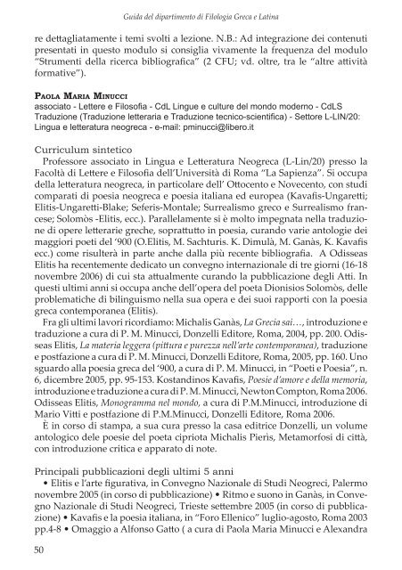 Guida del Dipartimento a.a. 2008-9 - Sapienza Università di Roma