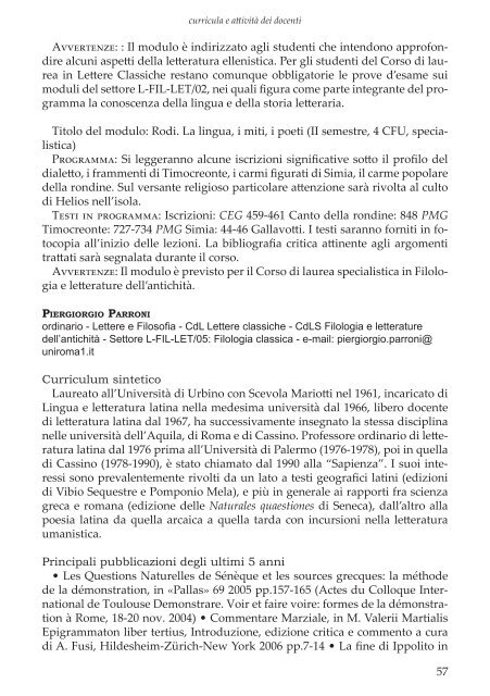 Guida del Dipartimento a.a. 2008-9 - Sapienza Università di Roma