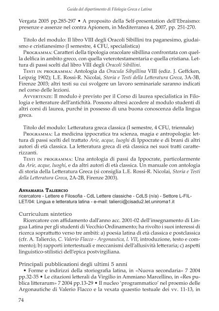 Guida del Dipartimento a.a. 2008-9 - Sapienza Università di Roma