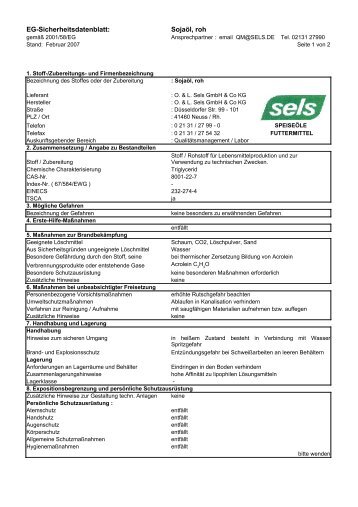 EG-Sicherheitsdatenblatt: Sojaöl, roh - O. & L. Sels GmbH