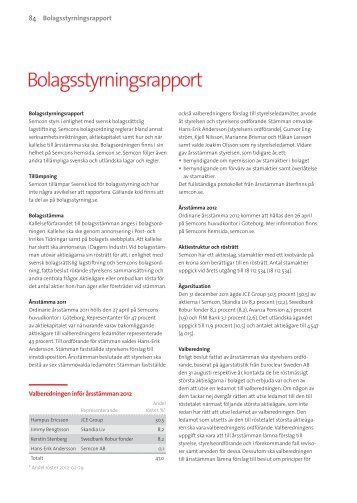 Bolagsstyrningsrapport 2011 (pdf) - Semcon