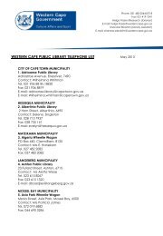WESTERN CAPE PUBLIC LIBRARY TELEPHONE LIST
