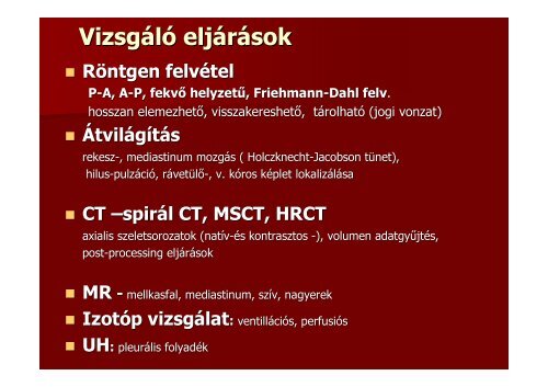 A mellkas radiológiai diagnosztikája