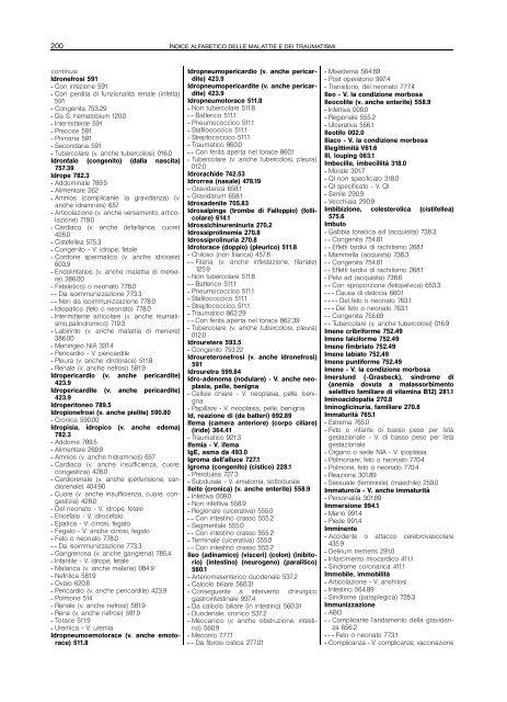 indice alfabetico delle malattie e dei traumatismi - Regione Piemonte