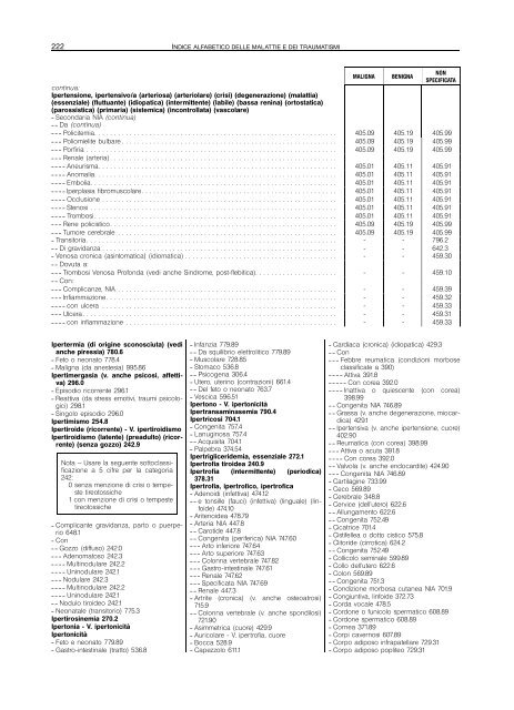 indice alfabetico delle malattie e dei traumatismi - Regione Piemonte