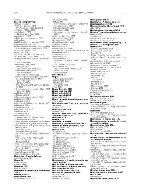 indice alfabetico delle malattie e dei traumatismi - Regione Piemonte