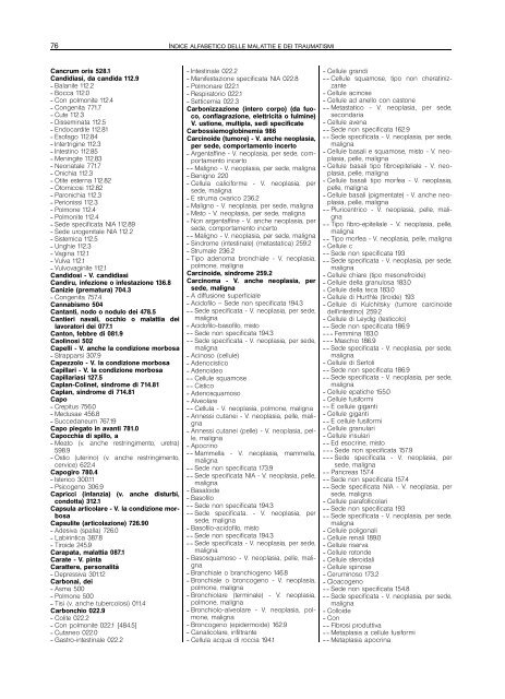 indice alfabetico delle malattie e dei traumatismi - Regione Piemonte