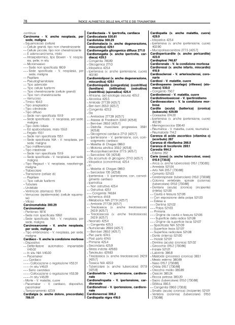 indice alfabetico delle malattie e dei traumatismi - Regione Piemonte