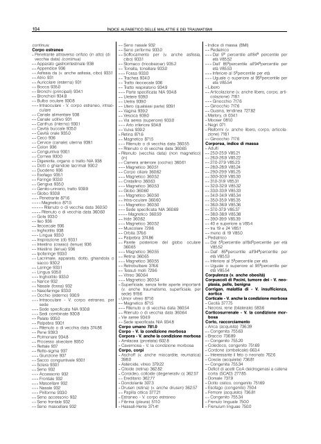 indice alfabetico delle malattie e dei traumatismi - Regione Piemonte