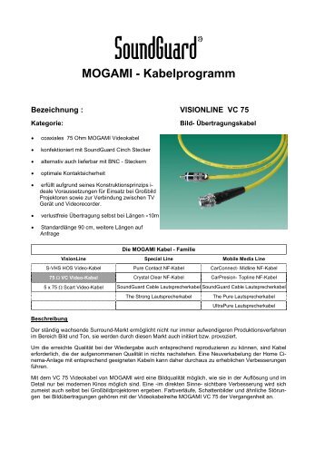 MOGAMI - Kabelprogramm - Domino Design