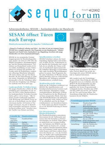 SESAM – Auslandspraktika im Handwerk