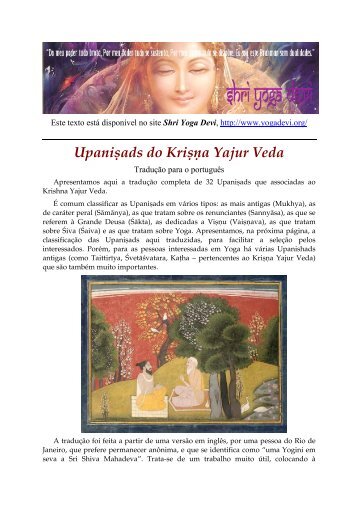 Upanishads do Krishna Yajur Veda, traduzidas ... - Shri Yoga Devi