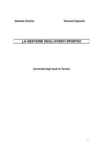 la gestione degli eventi sportivi - Università degli Studi di Teramo