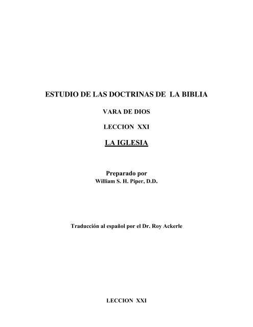 ESTUDIO DE LAS DOCTRINAS DE LA BIBLIA LA IGLESIA