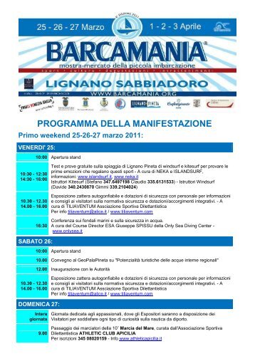 PROGRAMMA DELLA MANIFESTAZIONE - Eventi e Sagre