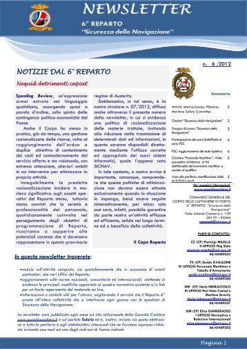 Newsletter n. 6/2012 - Guardia Costiera