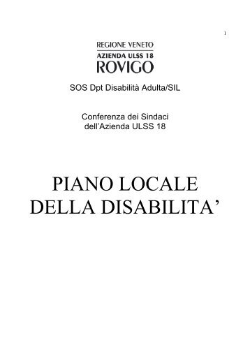 PIANO LOCALE DELLA DISABILITA' - Azienda ULSS 18