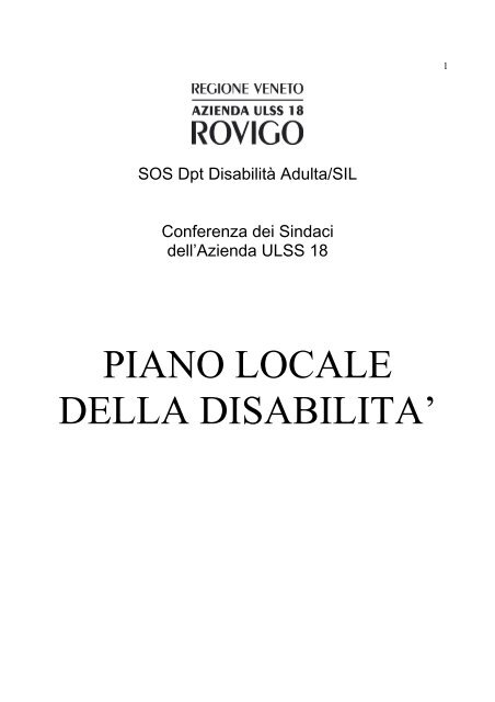 PIANO LOCALE DELLA DISABILITA' - Azienda ULSS 18