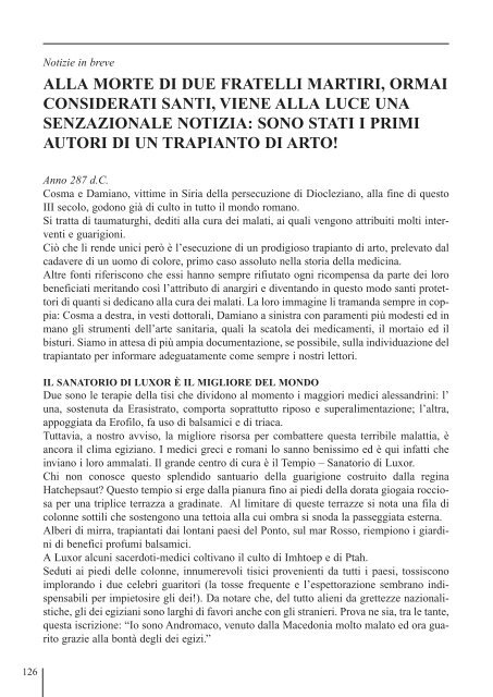 Attualità e storia in medicina. Selezioni di Elodio Perani - la Notizia