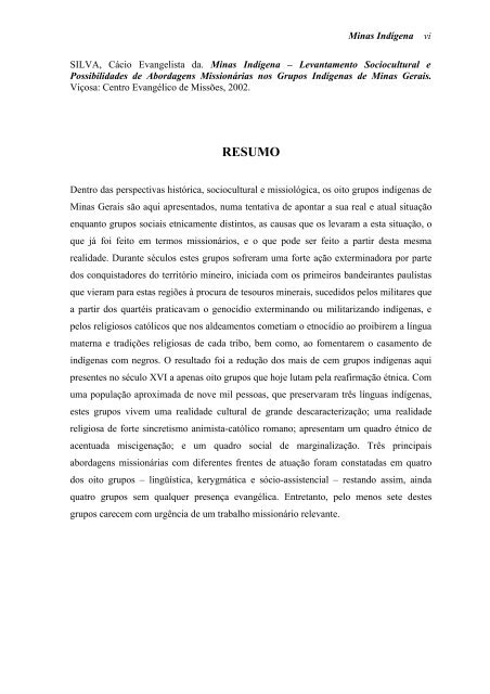 SEGUNDA PARTE Minas Indígena - Instituto ANTROPOS