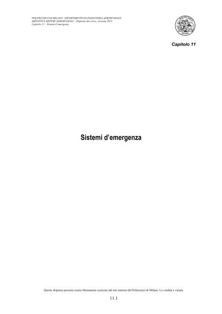 Capitolo 11 - Sistemi di emergenza - Ingegneria Aerospaziale ...