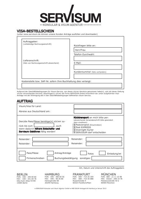 Servisum antrag russland