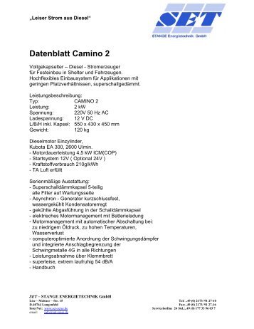 Datenblatt Camino 35 DS LP X90 - Stange Energietechnik GmbH