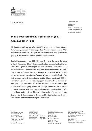 Die Sparkassen-Einkaufsgesellschaft (SEG) Alles aus einer Hand