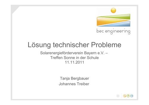 Lösung technischer Probleme - Solarenergieförderverein Bayern e.V.