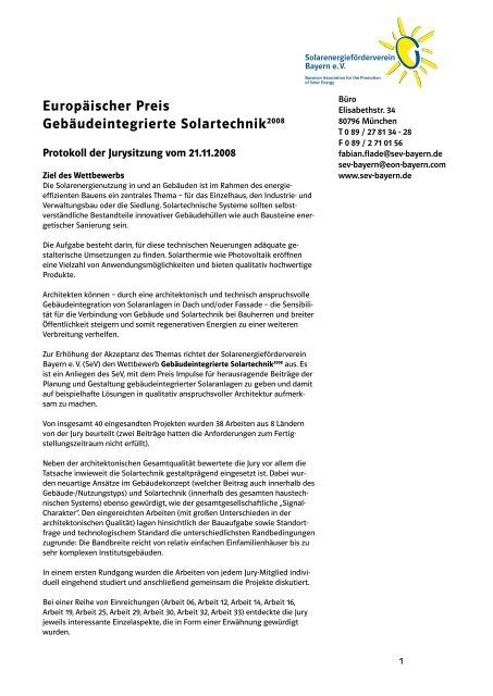 Protokoll der Jurysitzung - Solarenergieförderverein Bayern e.V.