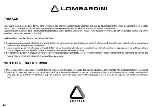 Werkstatthandbuch Lombardini LDW 2 - 4 Zylinder Part I