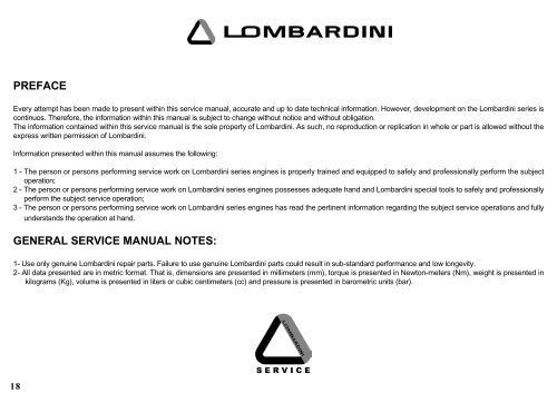 Werkstatthandbuch Lombardini LDW 2 - 4 Zylinder Part I