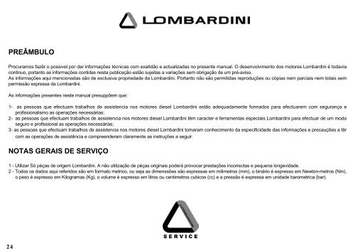 Werkstatthandbuch Lombardini LDW 2 - 4 Zylinder Part I