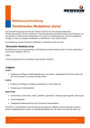 Stellenausschreibung Technischer Redakteur (m/w) - Sewerin