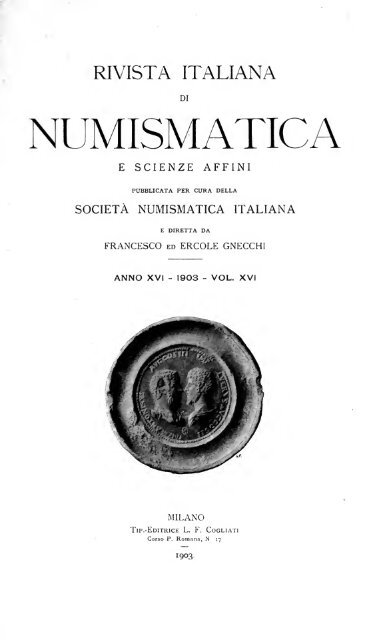 Rivista italiana di numismatica e scienze affini - Medievalcoinage.com