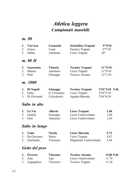 I CAMPIONATI STUDENTESCHI DI CORSA ... - Franco Auci