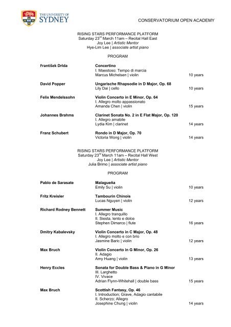Download Program - Sydney Conservatorium of Music