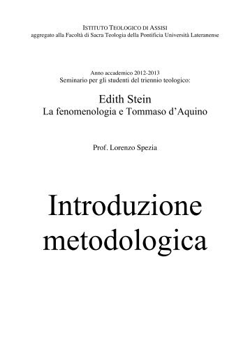 Introduzione metodologica - Istituto Teologico di Assisi