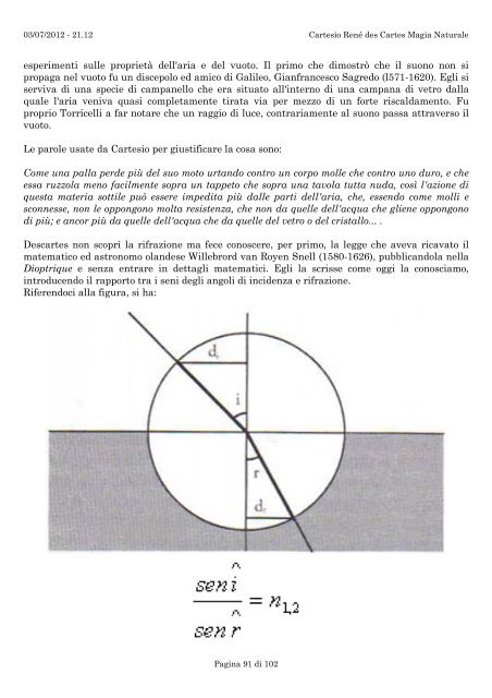 Cartesio René des Cartes Magia Naturale