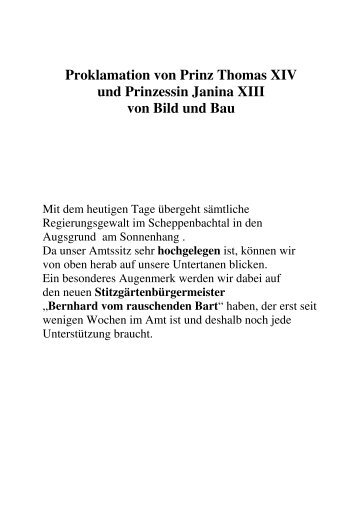 Proklamation von Prinz Thomas XIV und Prinzessin Janina XIII von ...