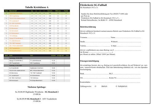 Stadionheft 1912. Ausgabe 1 - Sportgemeinde Hemsbach 1912 eV