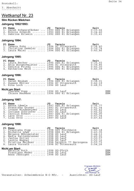 Protokoll Kreismeisterschaften 2011 - SG Lauf