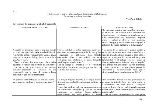 Alfabetizar en el primer ciclo - Informe avance '06 - Programa de ...