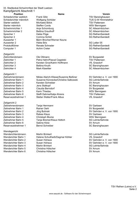 Protokoll 33. Stadtpokal Laatzen - SG Letter 05