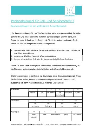 Personalauswahl für Call- und Servicecenter 3 - Anke Brandt