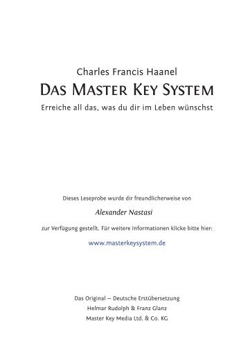 Das Master Key System - Seminar Service Nastasi