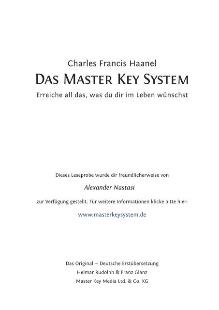 Das Master Key System - Seminar Service Nastasi