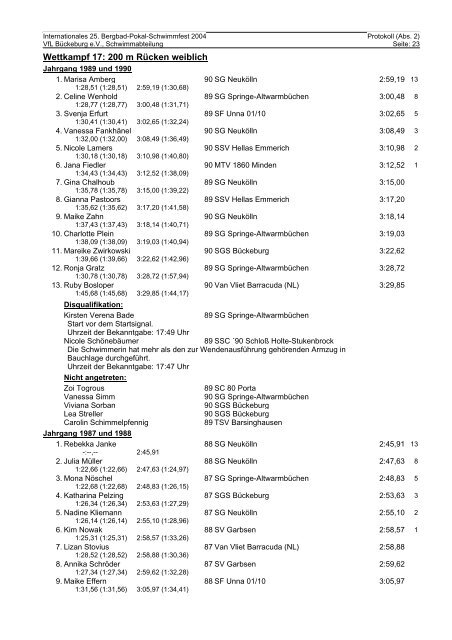 Internationales Bergbad-Pokal Schwimmfest - Startgemeinschaft ...