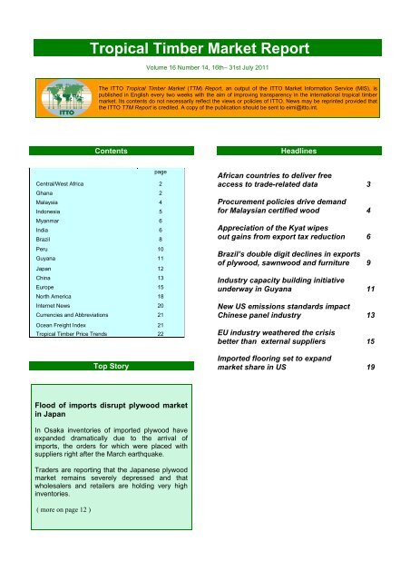 ITTO Tropical Timber Market Report - Life Forestry Group