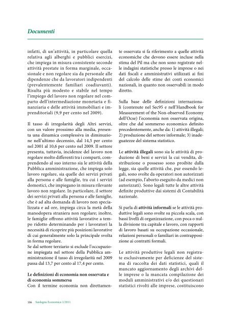 Sardegna Economica, N. 1/2011 - Università degli studi di Cagliari.